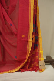 Red Bengal Mul Cotton Saree - SRRBMCS091