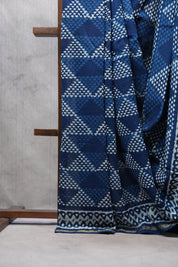 Indigo HBP Chanderi Cotton Silk Saree With Chanderi Border - SRICS1127