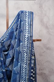 Indigo HBP Chanderi Cotton Silk Saree With Chanderi Border - SRICS1127