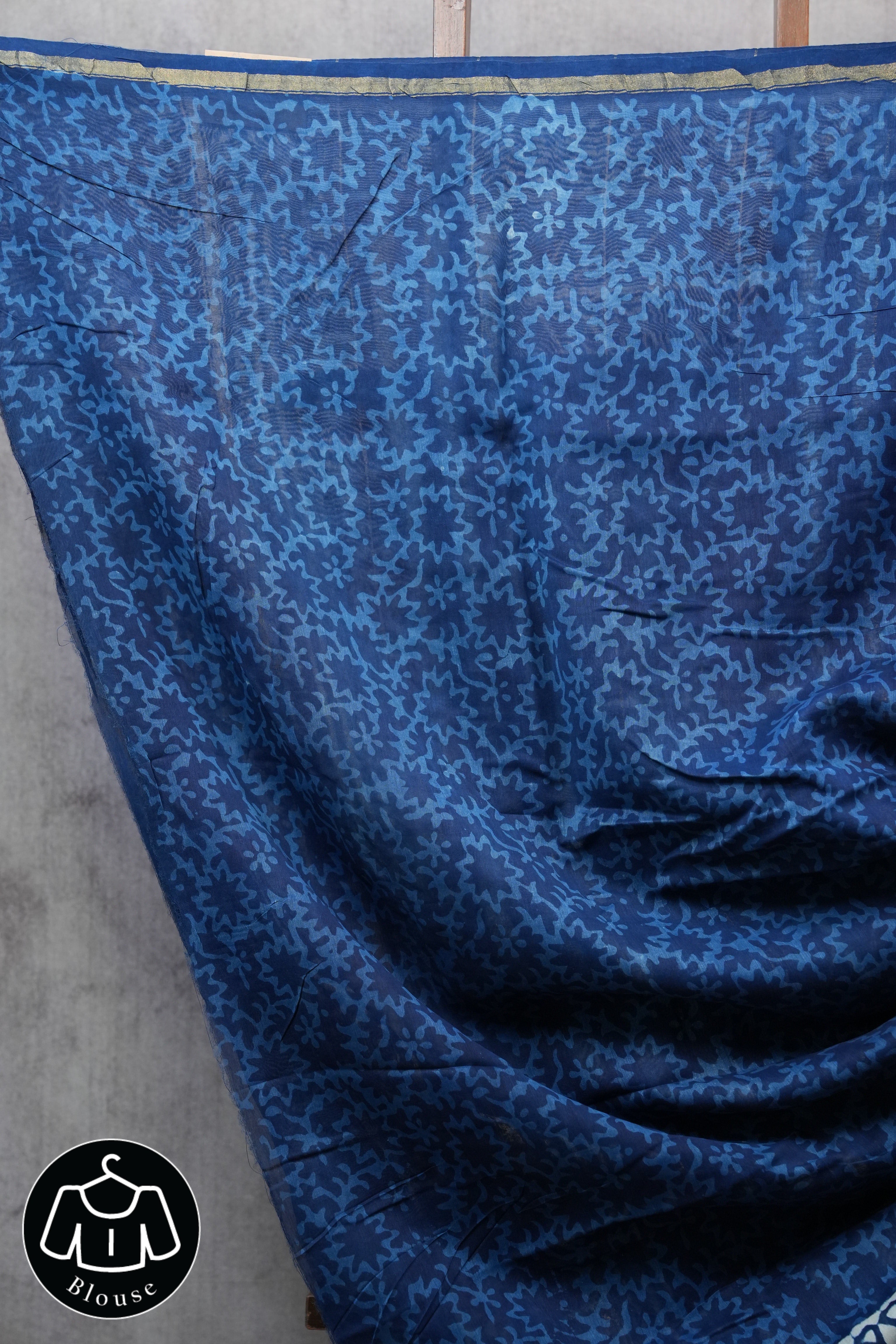 Indigo HBP Chanderi Cotton Silk Saree With Chanderi Border - SRICS1127