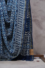 Indigo HBP Chanderi Cotton Silk Saree With Chanderi Border - SRICS1123