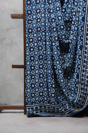 Indigo HBP Chanderi Cotton Silk Saree With Chanderi Border - SRICS1123