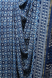 Indigo HBP Chanderi Cotton Silk Saree With Chanderi Border - SRICS1123