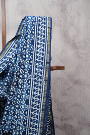 Indigo HBP Chanderi Cotton Silk Saree With Chanderi Border - SRICS1123