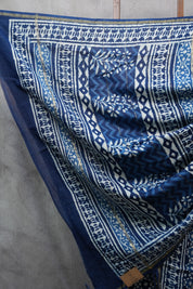Indigo HBP Chanderi Cotton Silk Saree With Chanderi Border - SRICS1123