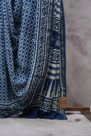 Indigo HBP Chanderi Cotton Silk Saree With Chanderi Border - SRICS1124