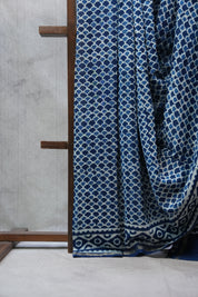 Indigo HBP Chanderi Cotton Silk Saree With Chanderi Border - SRICS1124