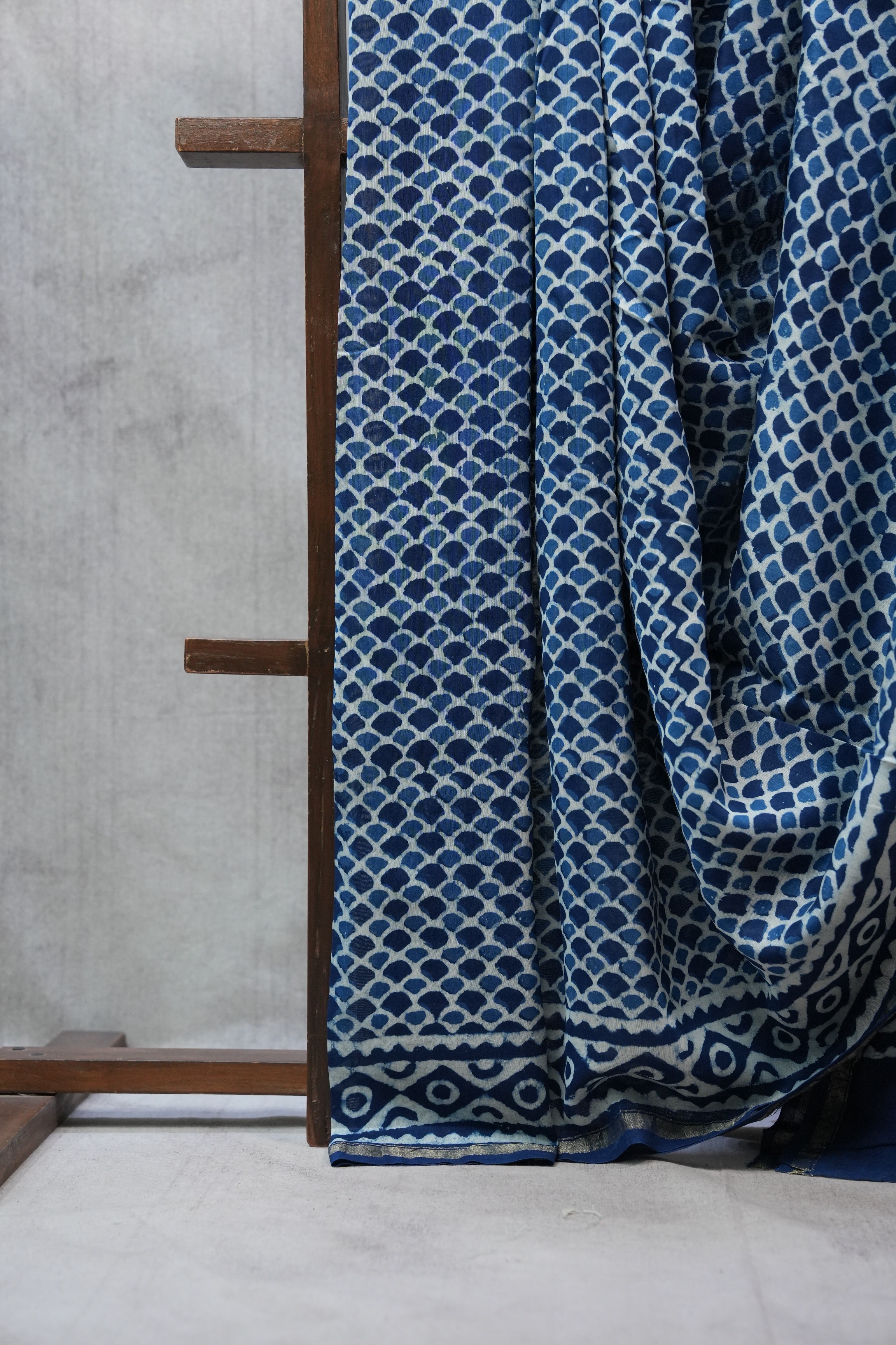 Indigo HBP Chanderi Cotton Silk Saree With Chanderi Border - SRICS1124