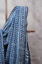 Indigo HBP Chanderi Cotton Silk Saree With Chanderi Border - SRICS1124