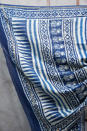 Indigo HBP Chanderi Cotton Silk Saree With Chanderi Border - SRICS1124