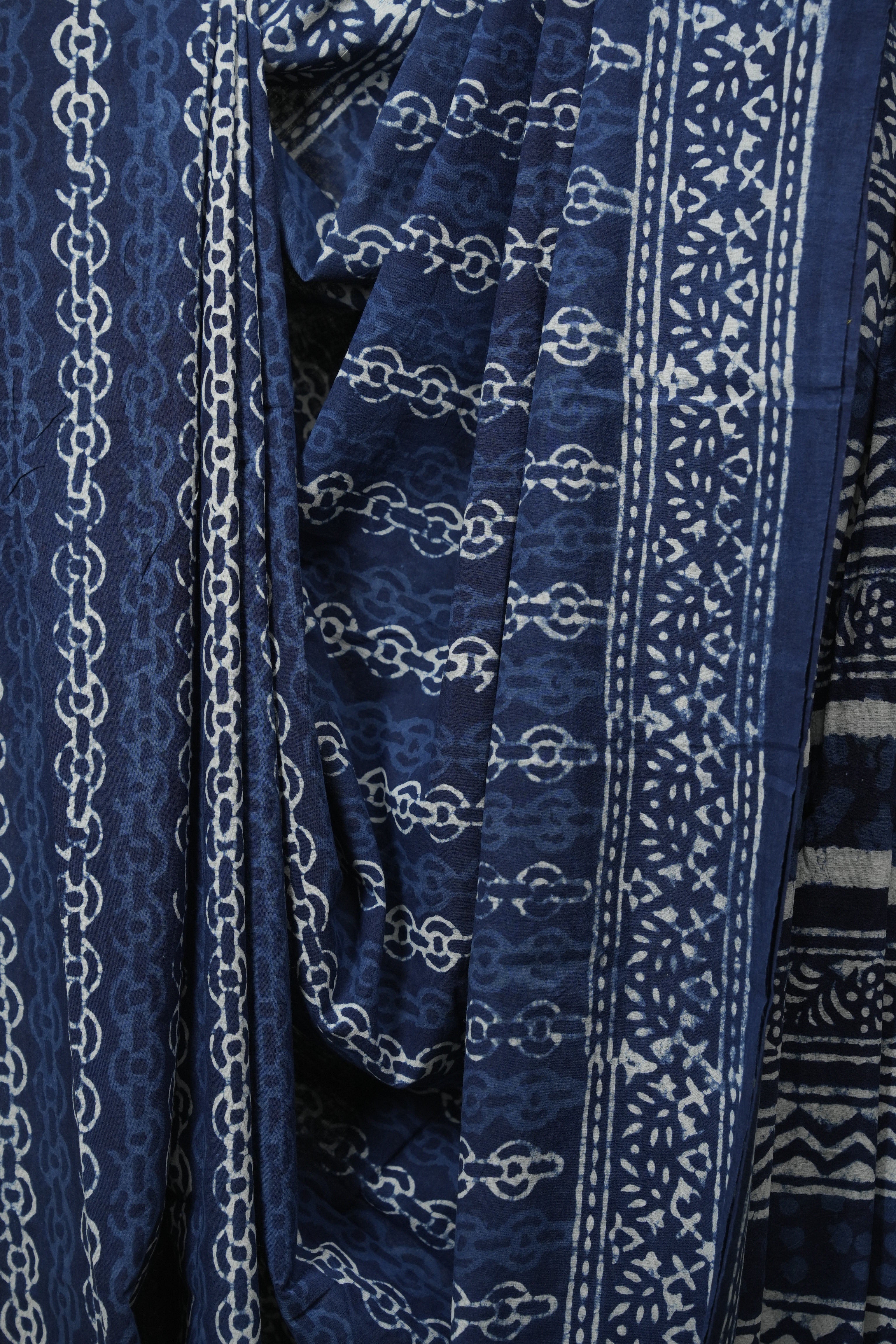 Indigo HBP Cotton Saree - SRICS3581