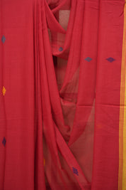 Red Bengal Mul Cotton Saree - SRRBMCS091
