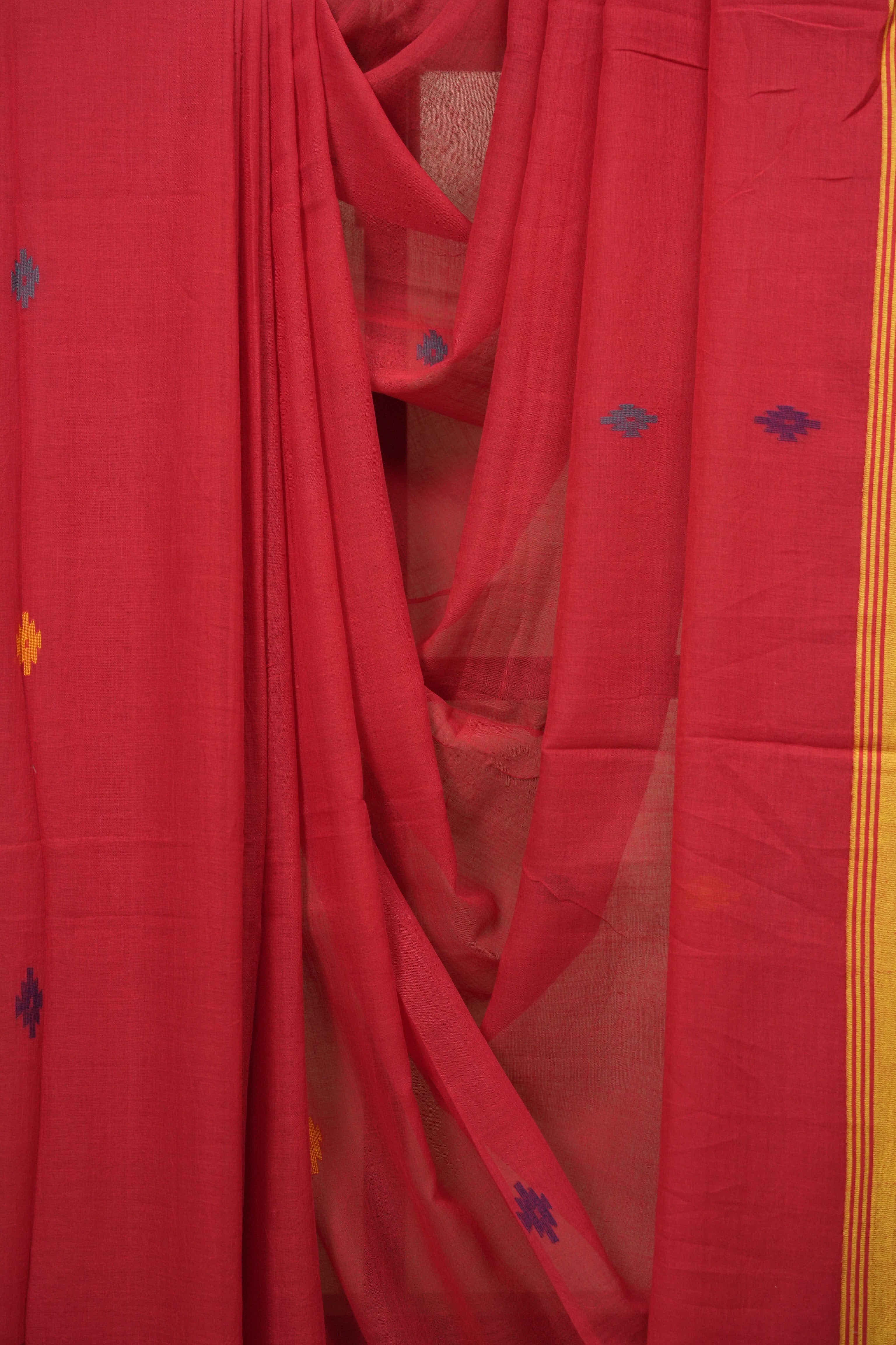 Red Bengal Mul Cotton Saree - SRRBMCS091