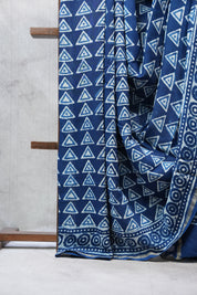 Dark Blue HBP Chanderi Cotton Silk Saree With Chanderi Border - SRDBCS1148