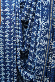 Dark Blue HBP Chanderi Cotton Silk Saree With Chanderi Border - SRDBCS1148