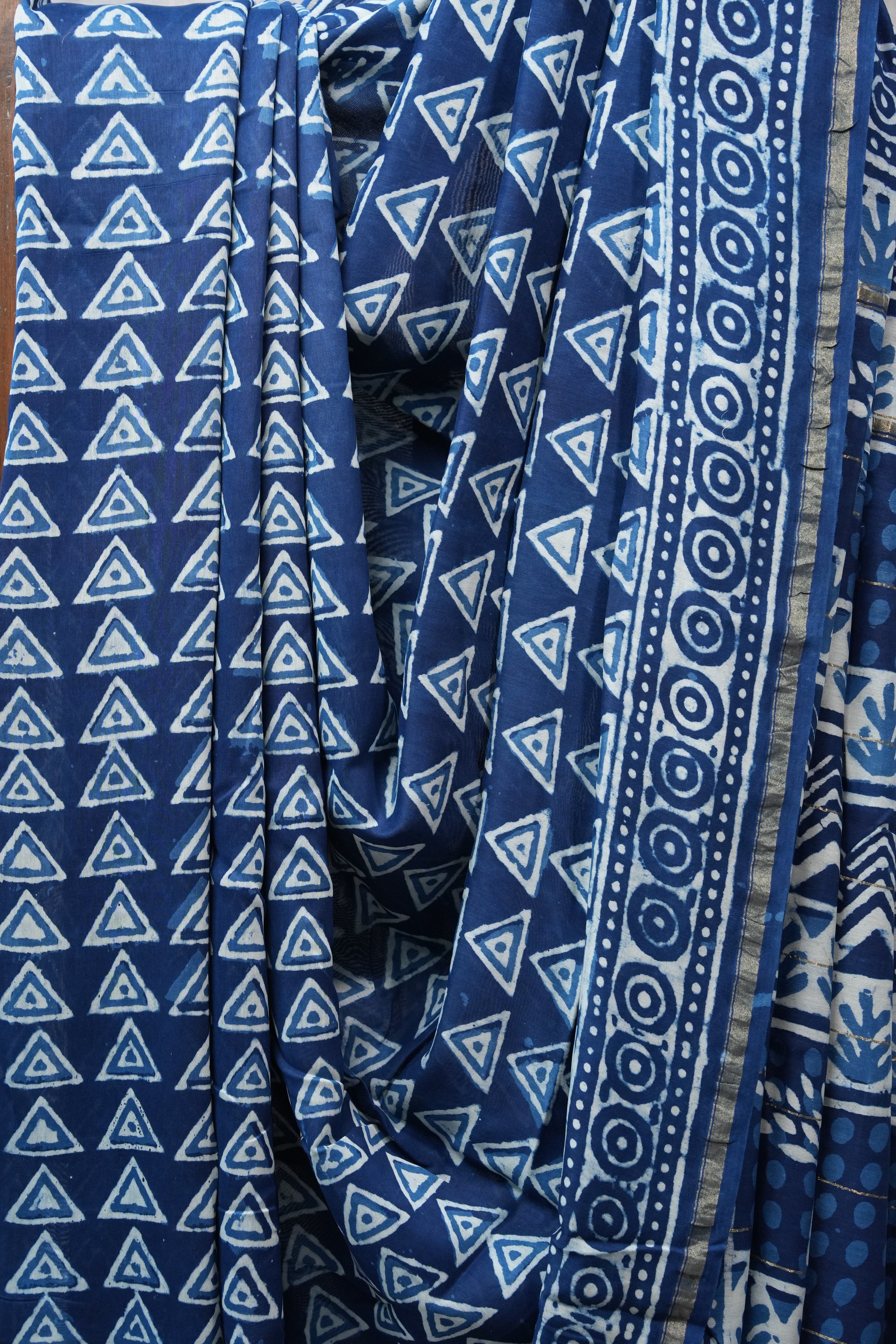 Dark Blue HBP Chanderi Cotton Silk Saree With Chanderi Border - SRDBCS1148