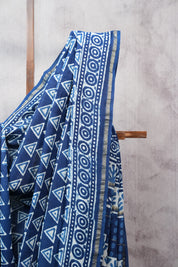 Dark Blue HBP Chanderi Cotton Silk Saree With Chanderi Border - SRDBCS1148