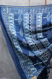 Dark Blue HBP Chanderi Cotton Silk Saree With Chanderi Border - SRDBCS1148