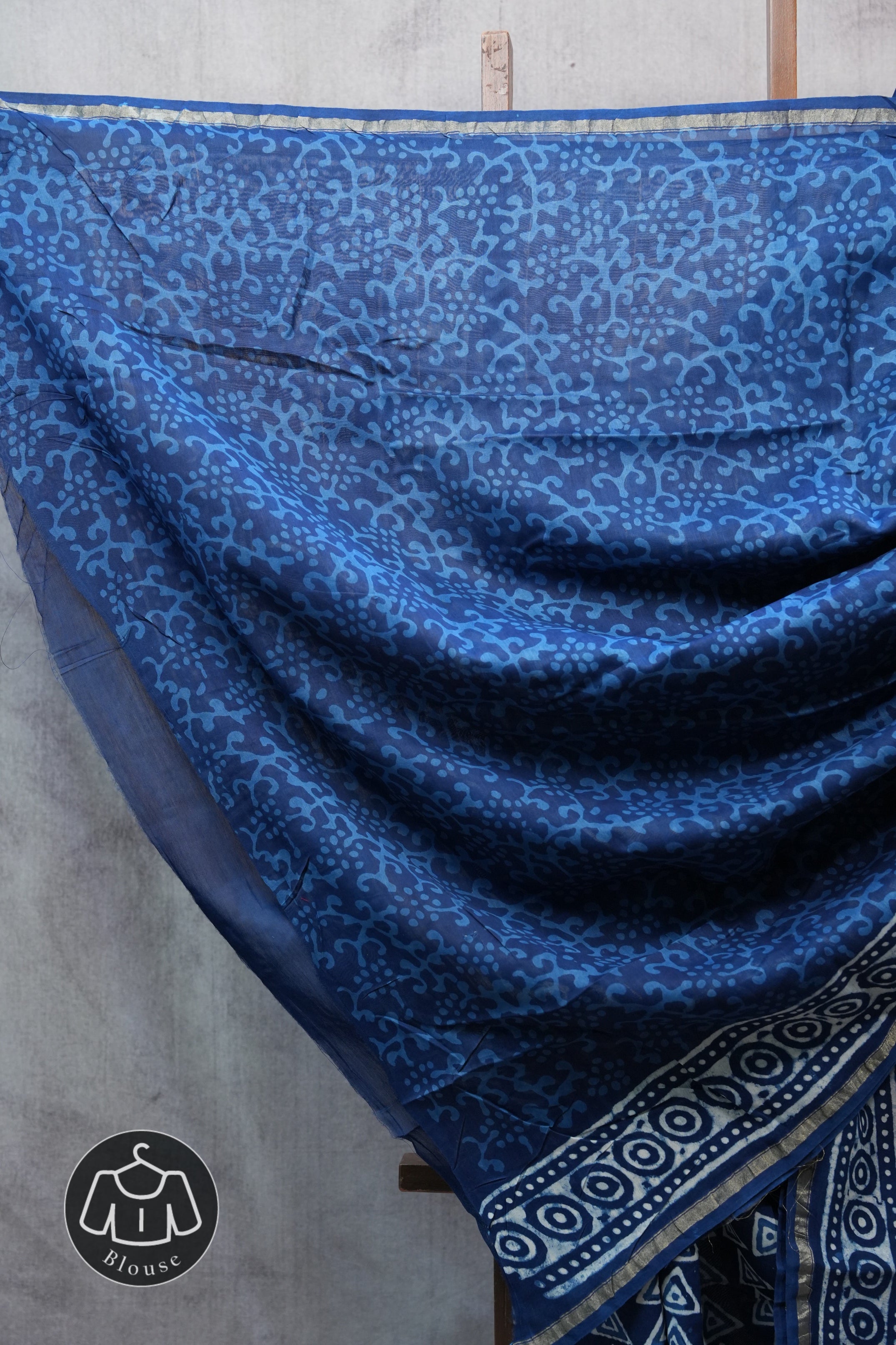 Dark Blue HBP Chanderi Cotton Silk Saree With Chanderi Border - SRDBCS1148