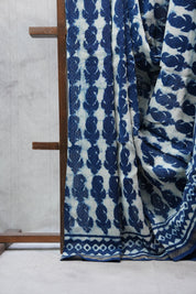 Dark Blue HBP Chanderi Cotton Silk Saree With Chanderi Border - SRDBCS1144