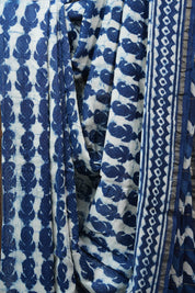 Dark Blue HBP Chanderi Cotton Silk Saree With Chanderi Border - SRDBCS1144