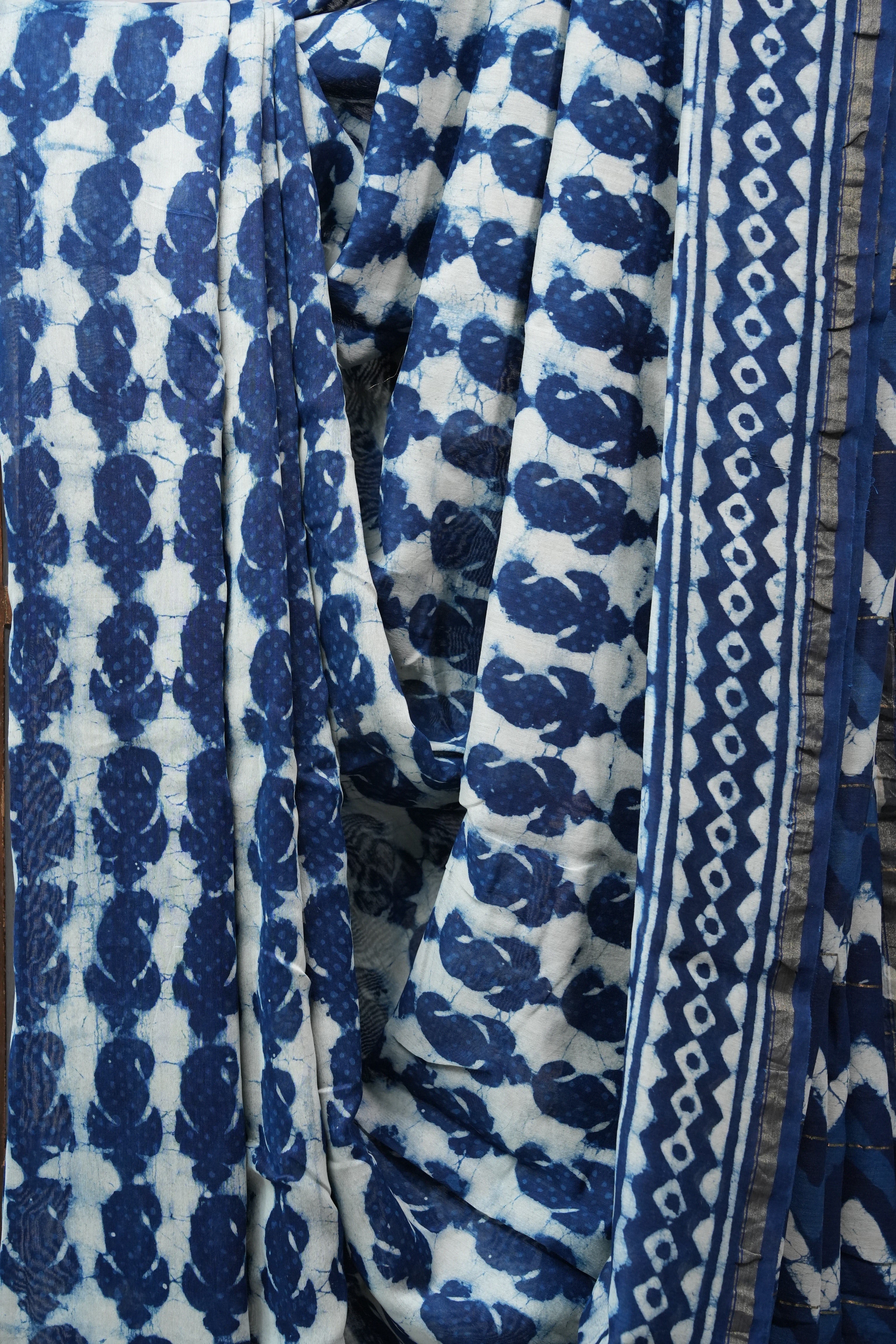 Dark Blue HBP Chanderi Cotton Silk Saree With Chanderi Border - SRDBCS1144