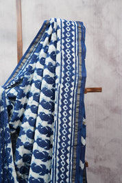 Dark Blue HBP Chanderi Cotton Silk Saree With Chanderi Border - SRDBCS1144