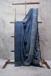 Dark Blue HBP Chanderi Cotton Silk Saree With Chanderi Border - SRDBCS1146