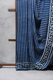 Dark Blue HBP Chanderi Cotton Silk Saree With Chanderi Border - SRDBCS1146