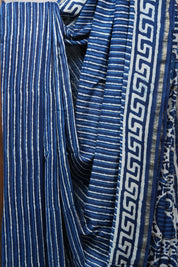 Dark Blue HBP Chanderi Cotton Silk Saree With Chanderi Border - SRDBCS1146