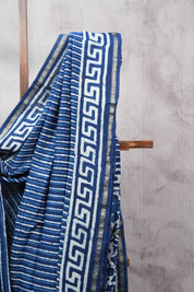 Dark Blue HBP Chanderi Cotton Silk Saree With Chanderi Border - SRDBCS1146