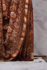 Maroon HBP Chanderi Cotton Silk Saree With Maheshwari Border - SRMCS1114