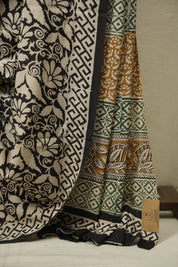 Black HBP Cotton Saree - SRBCS3582