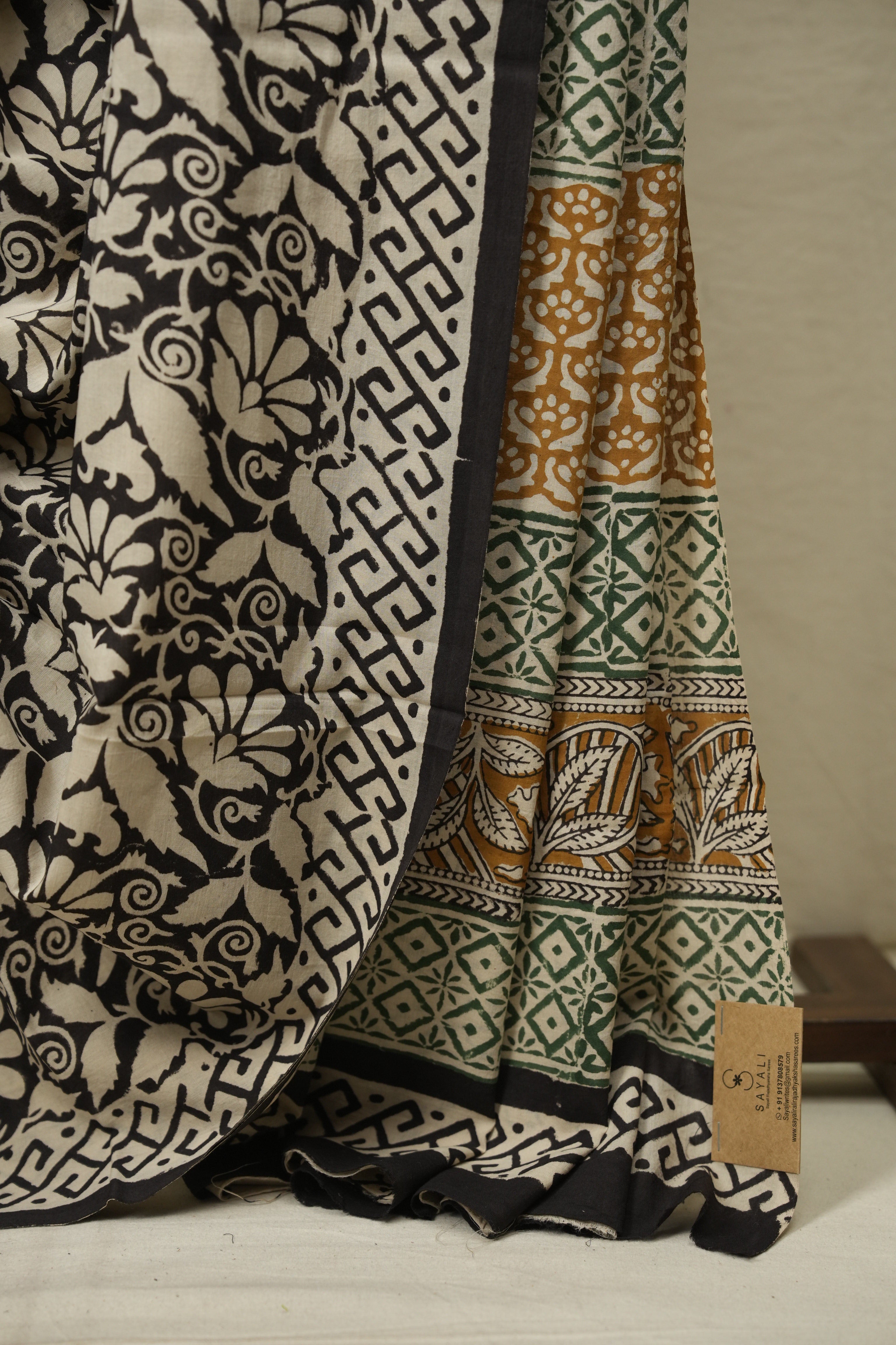 Black HBP Cotton Saree - SRBCS3582