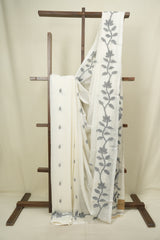 White Bengal Mul Cotton Saree - SRWBMCS087