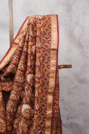 Maroon HBP Chanderi Cotton Silk Saree With Maheshwari Border - SRMCS1114