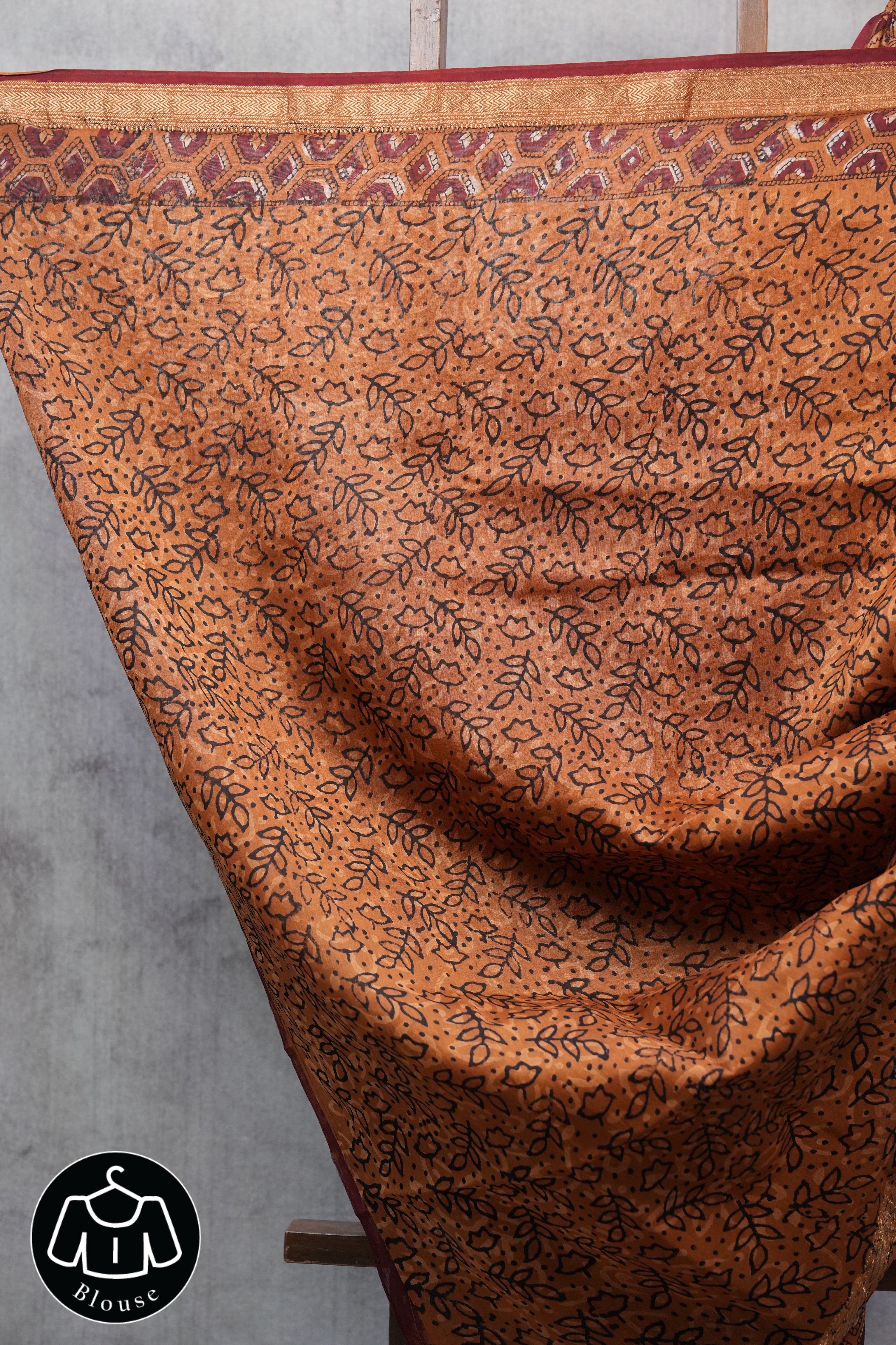 Maroon HBP Chanderi Cotton Silk Saree With Maheshwari Border - SRMCS1114