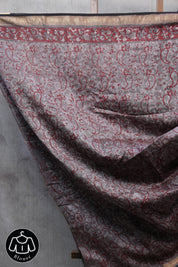 Grey HBP Chanderi Cotton Silk Saree With Maheshwari Border - SRGCS1115