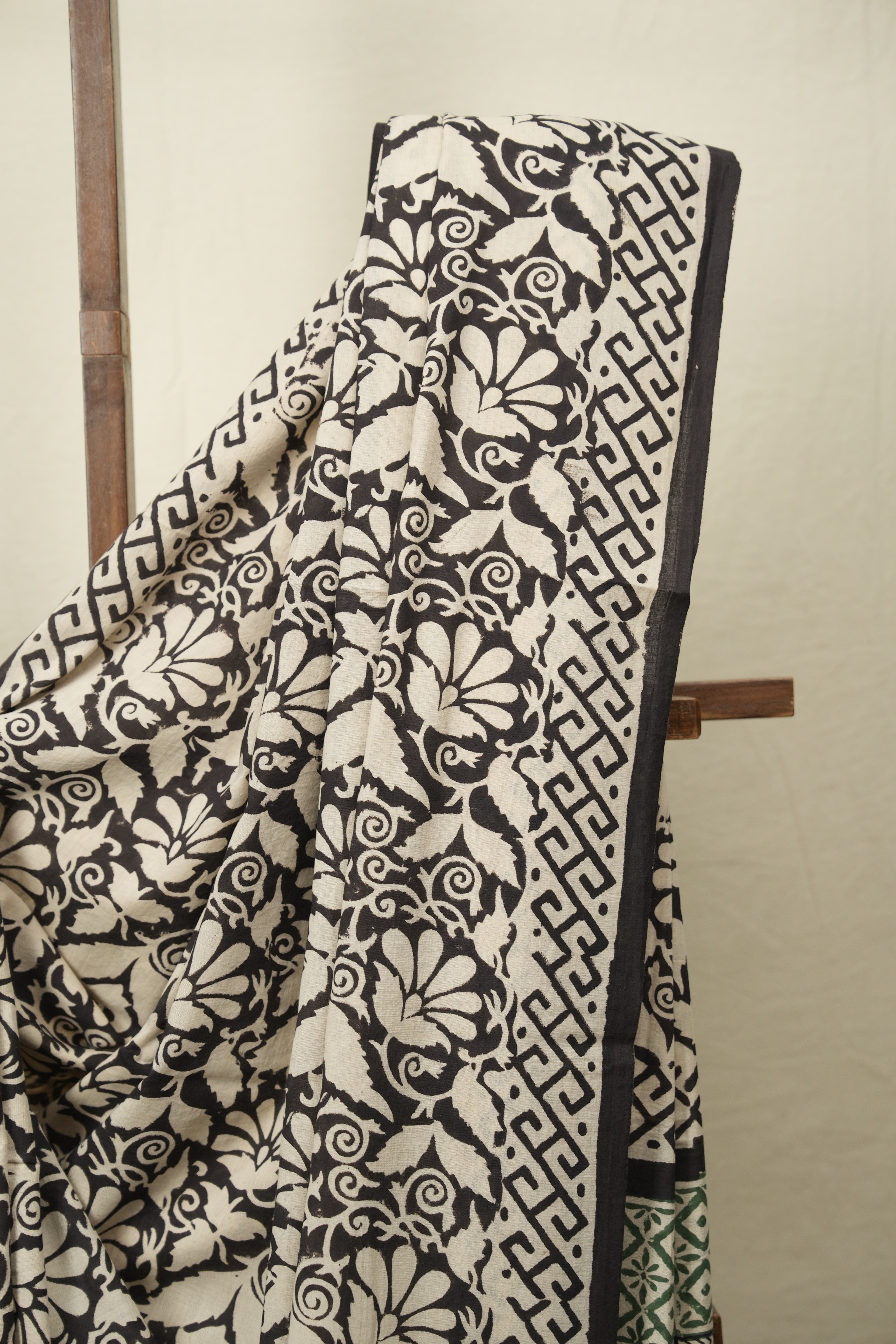 Black HBP Cotton Saree - SRBCS3582