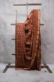 Maroon HBP Chanderi Cotton Silk Saree With Maheshwari Border - SRMCS1106