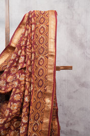 Maroon HBP Chanderi Cotton Silk Saree With Maheshwari Border - SRMCS1106