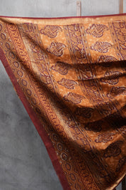 Maroon HBP Chanderi Cotton Silk Saree With Maheshwari Border - SRMCS1106