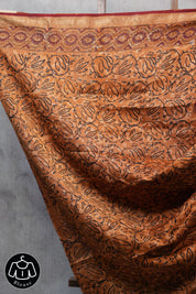 Maroon HBP Chanderi Cotton Silk Saree With Maheshwari Border - SRMCS1106