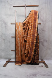 Brown HBP Chanderi Cotton Silk Saree With Maheshwari Border - SRBCS1104