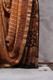 Brown HBP Chanderi Cotton Silk Saree With Maheshwari Border - SRBCS1104