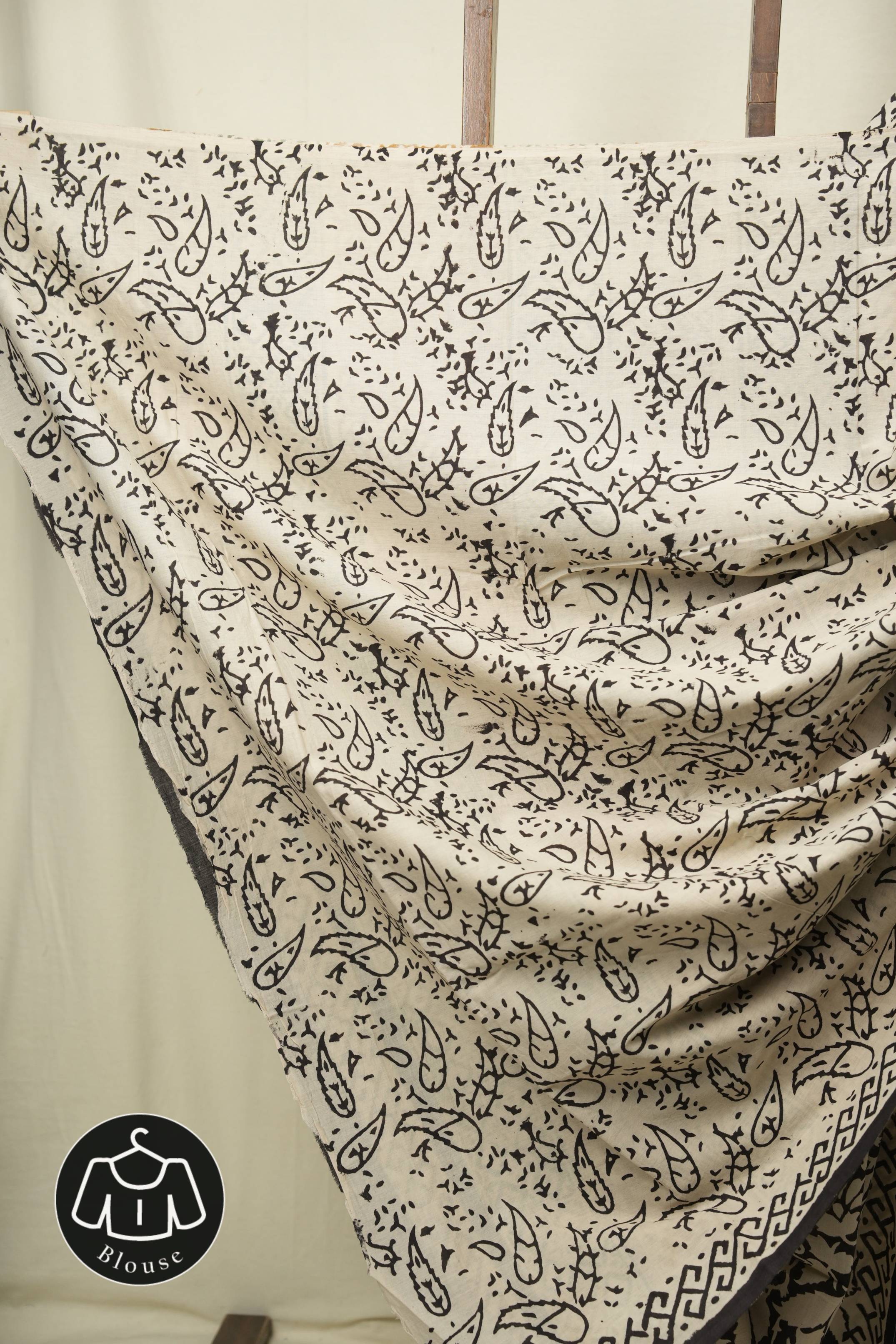 Black HBP Cotton Saree - SRBCS3582