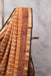Brown HBP Chanderi Cotton Silk Saree With Maheshwari Border - SRBCS1104