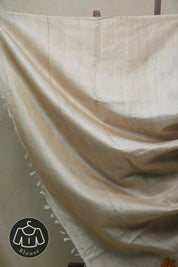 Cream Machine Embroidered Tussar Silk Saree - SRCMETSS1448