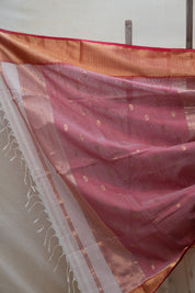 White Maheshwari Organza Silk Saree - SRWMOSS13