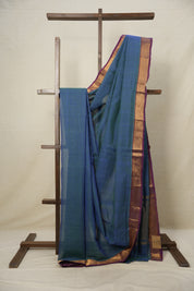 Two Tone Blue Cotton Mangalgiri Saree - SRTTBCMS33